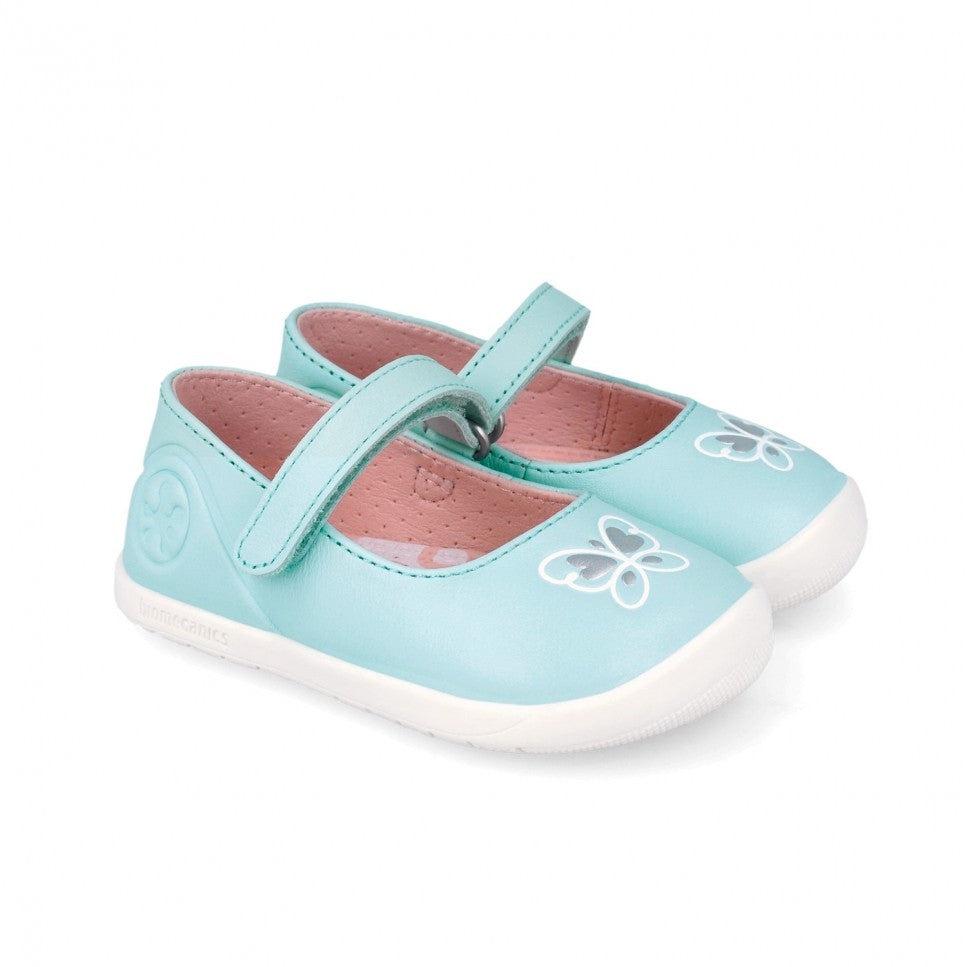 Biomecanics balerini fete First Steps Barefoot 19-26 Sauvage Sky cu fluturas