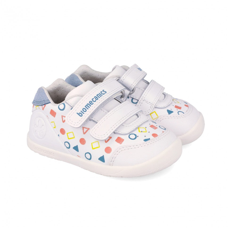 Biomecanics pantofi baieti  BAREFOOT 19-26 Napa Blanco forme geometrie