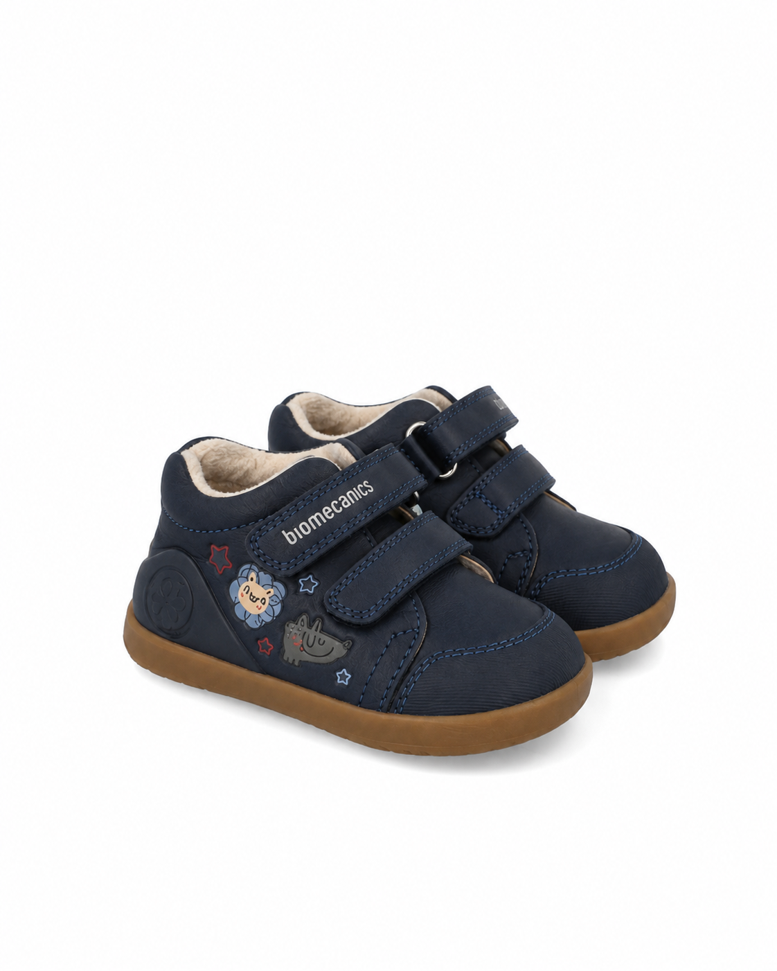 Biomecanics pantofi baieti Barefoot captusiti cu lana 19-26 Sauvage Ocean cu animale
