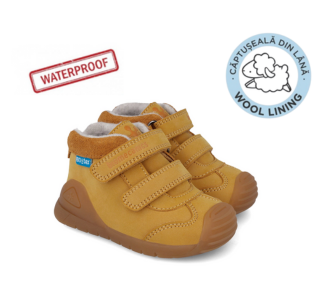 Biomecanics pantofi baieti captusiti 18-25 Nobuck Camel