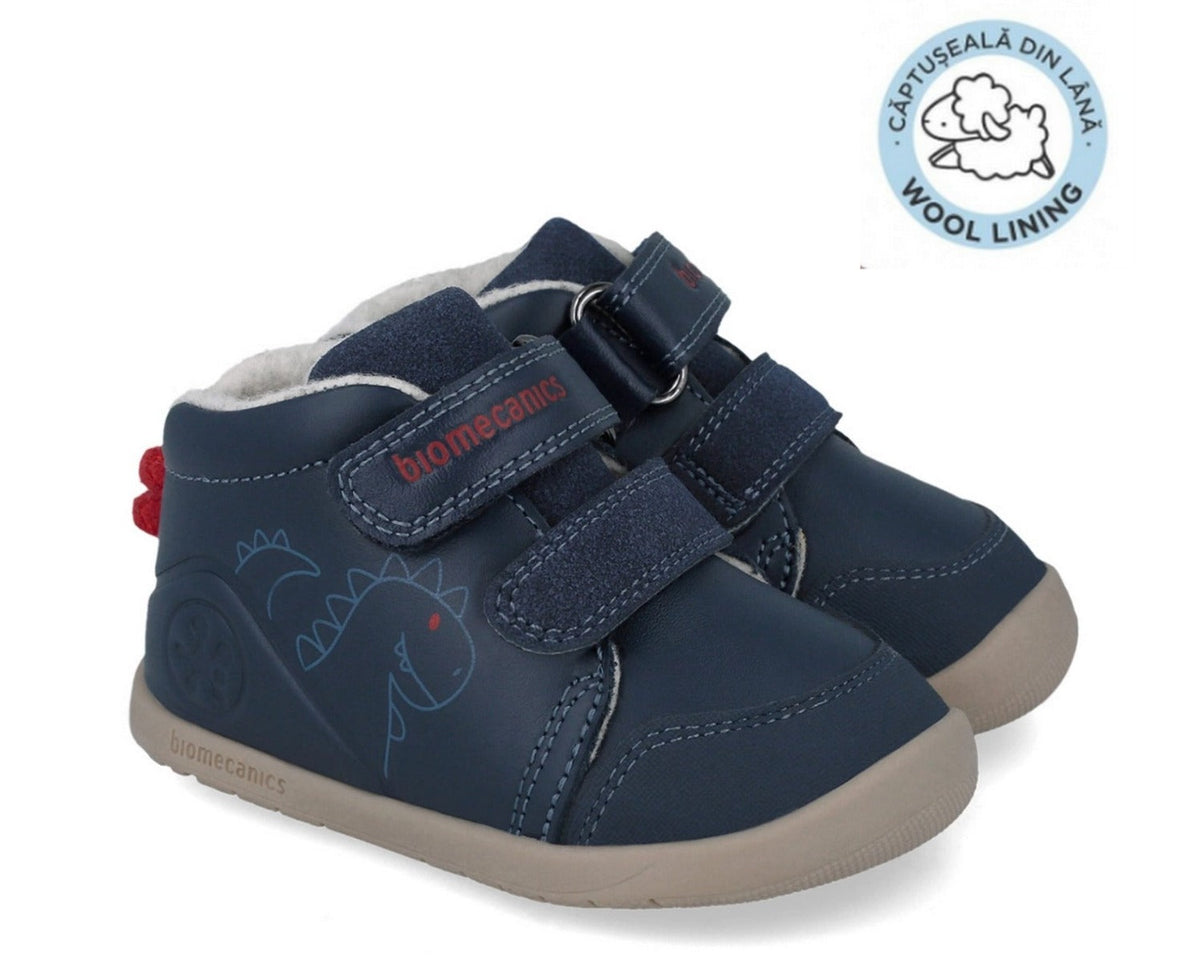 Biomecanics pantofi baieti captusiti Barefoot 19-23 Sauvage Ocean cu dino Imagine principală a produsului