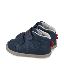 Biomecanics pantofi baieti captusiti Barefoot 19-23 Sauvage Ocean cu dino