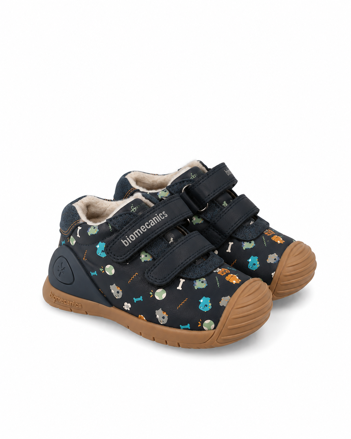 Biomecanics pantofi baieti captusiti cu lana 18-25 Sauvage Ocean cu animale
