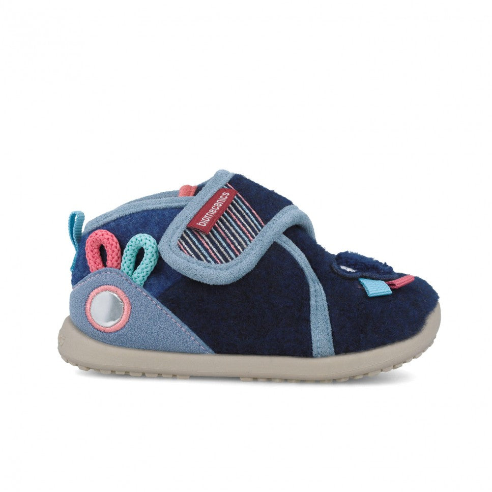 Biomecanics pantofi baieti de casa Primii Pasi 19-24 Mat Azul marino cu ursulet