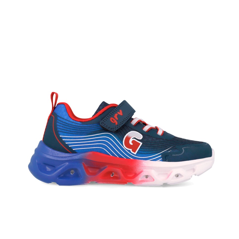 Garvalin Biomecanics pantofi baieti sport cu LED 24-34 Mat Azul Y Rojo