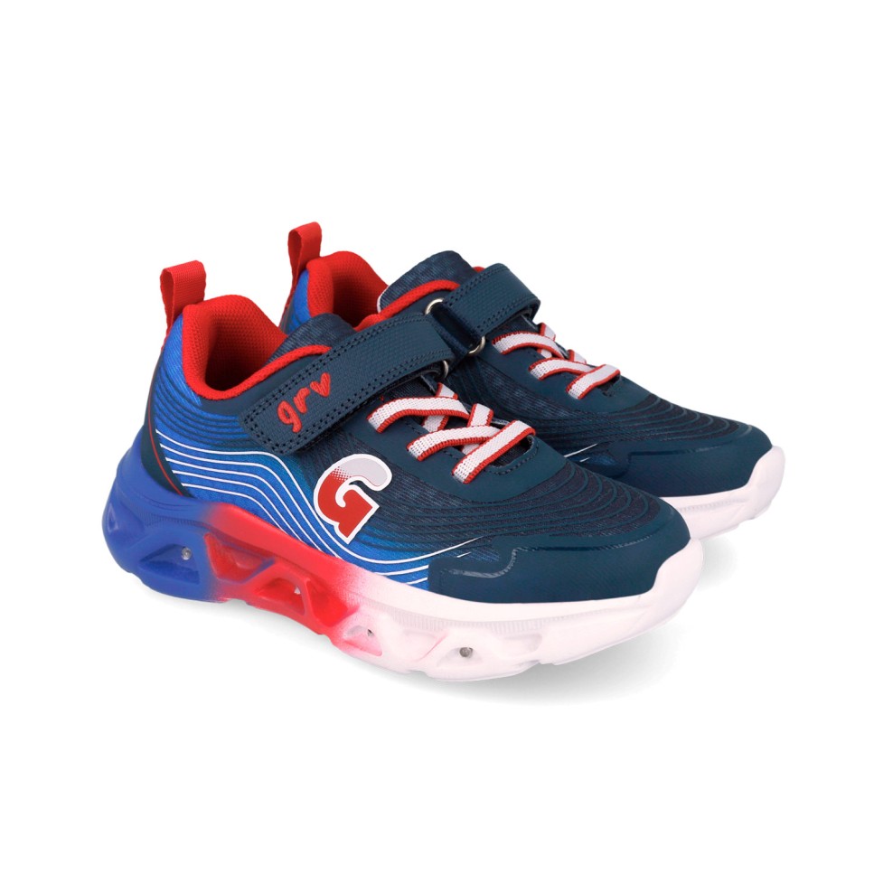 Garvalin Biomecanics pantofi baieti sport cu LED 24-34 Mat Azul Y Rojo