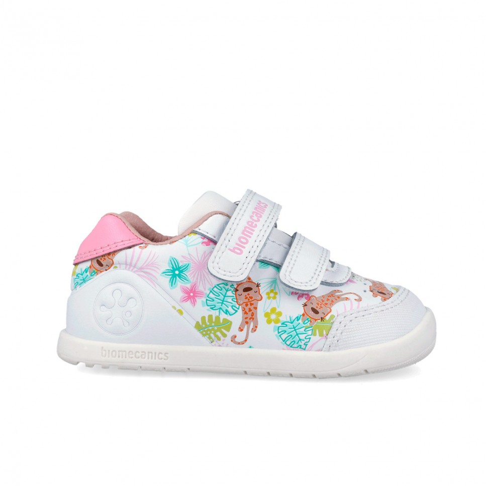 Biomecanics pantofi fete BAREFOOT 19-26 Napa Blanco cu leopard
