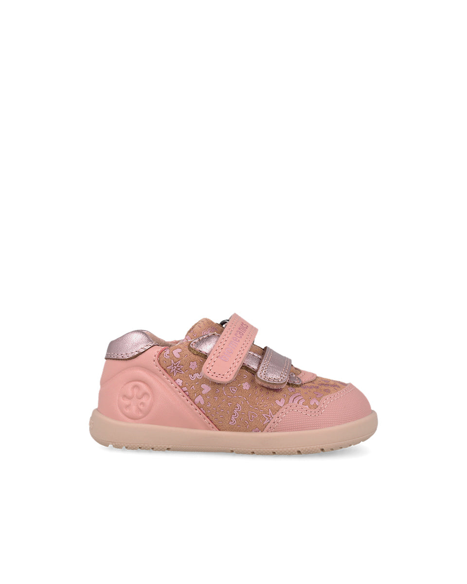 Biomecanics pantofi fete Barefoot 19-26 Sauvage Petalo cu inimioare si flori