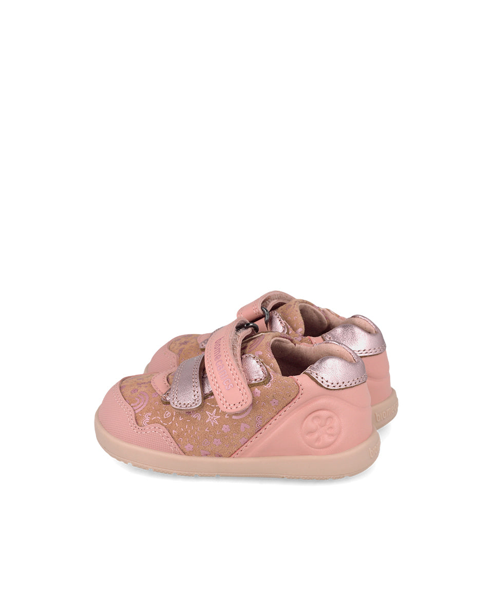 Biomecanics pantofi fete Barefoot 19-26 Sauvage Petalo cu inimioare si flori