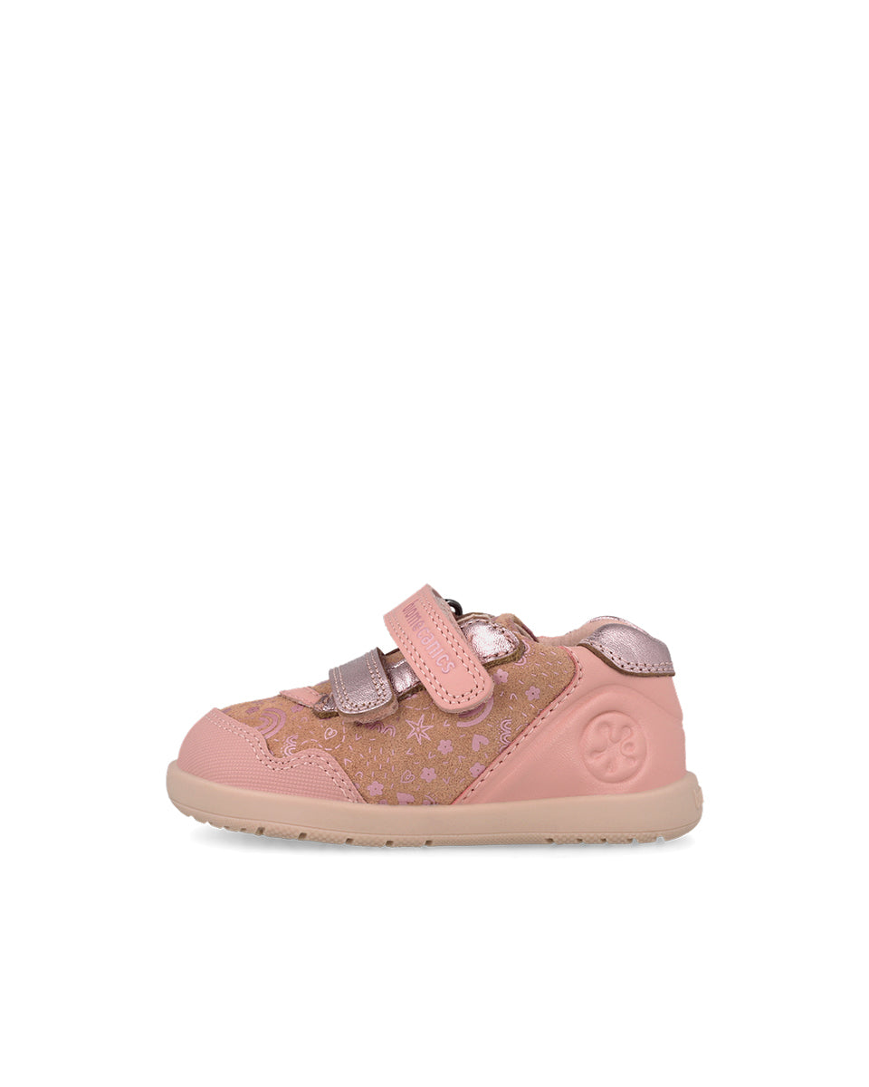 Biomecanics pantofi fete Barefoot 19-26 Sauvage Petalo cu inimioare si flori
