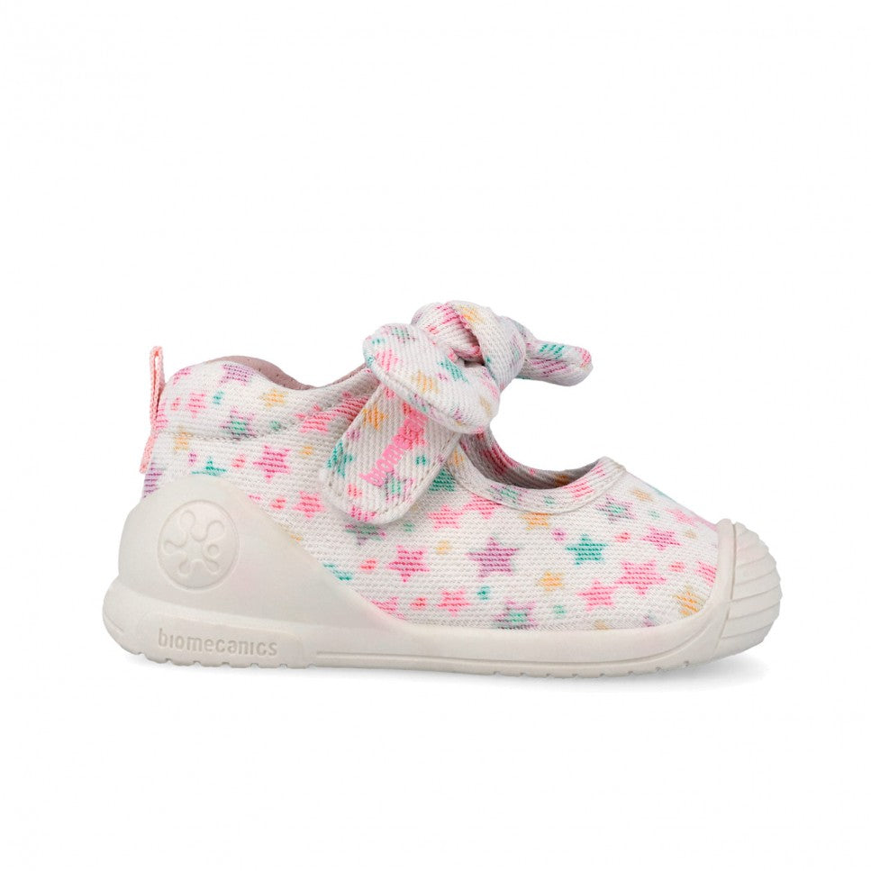 Biomecanics pantofi fete decupati din panza canvas First Steps 19-24 Lurex Blanco cu stelute Imagine secundară a produsului
