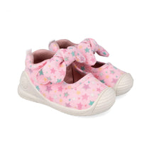 Biomecanics pantofi fete decupati din panza canvas First Steps 19-24 Lurex Rosa cu stelute