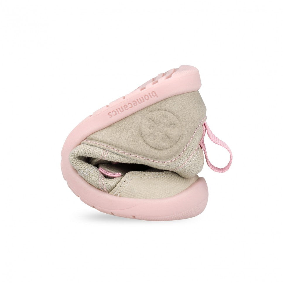 Biomecanics pantofi fete din panza BAREFOOT 20-25 Pique Beige Y Rosa