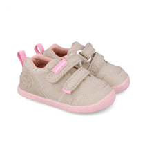 Biomecanics pantofi fete din panza BAREFOOT 20-25 Pique Beige Y Rosa