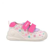 Biomecanics pantofi fete din panza canvas First Steps 18-24 Lurex Blanco cu stelute