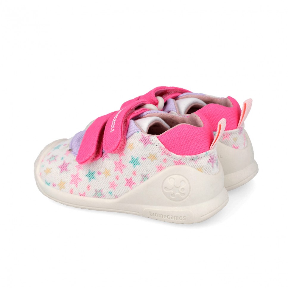 Biomecanics pantofi fete din panza canvas First Steps 18-24 Lurex Blanco cu stelute