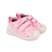 Biomecanics pantofi fete din panza canvas First Steps 18-24 Lurex Rosa cu stelute