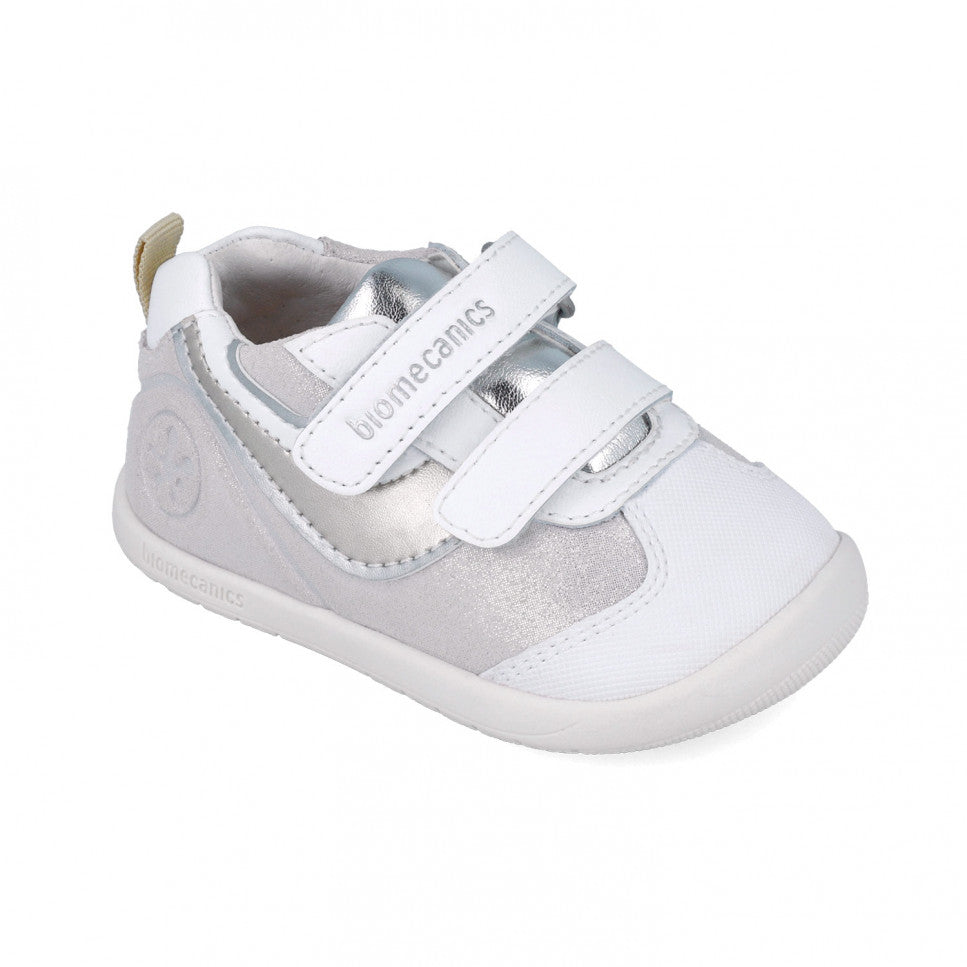 Biomecanics pantofi fete sport Primii pasi 19-23 Serraje Laminado Plata