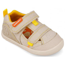 Biomecanics sandale baieti Barefoot din panza canvas 19-26 Pique Beige Y Amarillo