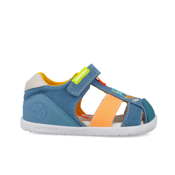 Biomecanics sandale baieti Barefoot din panza canvas 19-26 Pique Jeans cu masina Imagine secundară a produsului