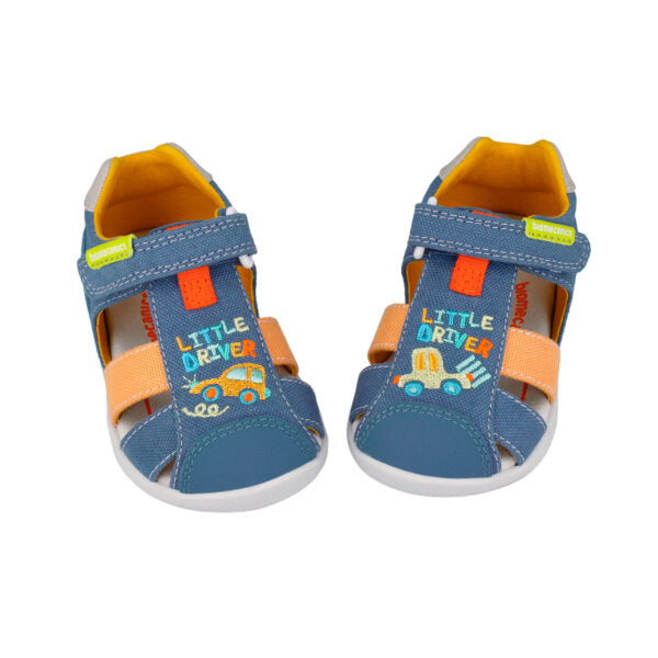 Biomecanics sandale baieti Barefoot din panza canvas 19-26 Pique Jeans cu masina