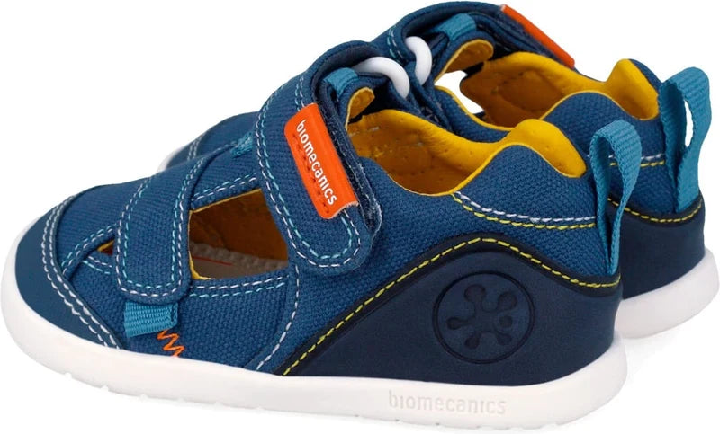 Biomecanics sandale baieti Barefoot din panza canvas 19-26 Pique Petrol