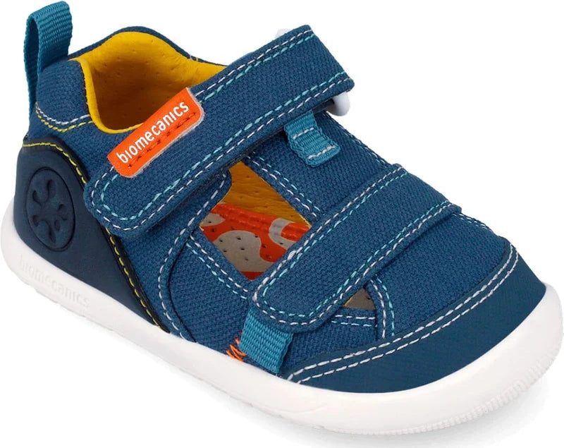 Biomecanics sandale baieti Barefoot din panza canvas 19-26 Pique Petrol