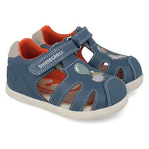 Biomecanics sandale baieti Barefoot Primii Pasi cu varf protejat 19-26 Sauvage Petrol cu pisica