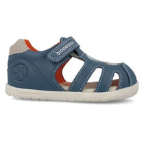 Biomecanics sandale baieti Barefoot Primii Pasi cu varf protejat 19-26 Sauvage Petrol cu pisica