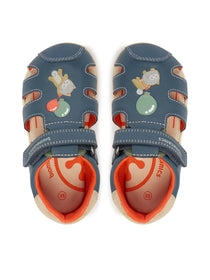Biomecanics sandale baieti Barefoot Primii Pasi cu varf protejat 19-26 Sauvage Petrol cu pisica