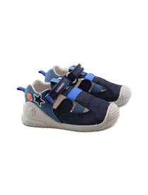 Biomecanics sandale baieti din panza 18-24 Pique Azul Marin cu stea