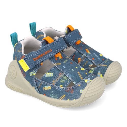 Biomecanics sandale baieti din panza 18-24 Pique Petrol cu naveta