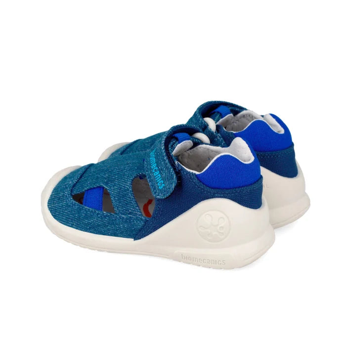 Biomecanics sandale baieti Barefoot First Steps din panza canvas 18-24 Pique Azul