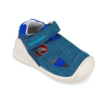 Biomecanics sandale baieti Barefoot First Steps din panza canvas 18-24 Pique Azul