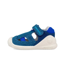 Biomecanics sandale baieti Barefoot First Steps din panza canvas 18-24 Pique Azul