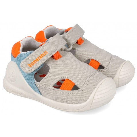 Biomecanics sandale baieti Barefoot First Steps din panza canvas 18-24 Pique Beige Claro Y Arangia Imagine principală a produsului