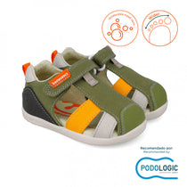Biomecanics sandale baieti din panza Primii Pasi 19-23 Pique Kaki