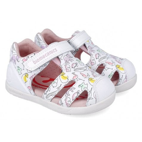 Biomecanics sandale fete 19-23 Napa Blanco cu animale
