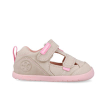 Biomecanics sandale fete Barefoot din panza canvas 19-26 Pique Beige Y Rosa