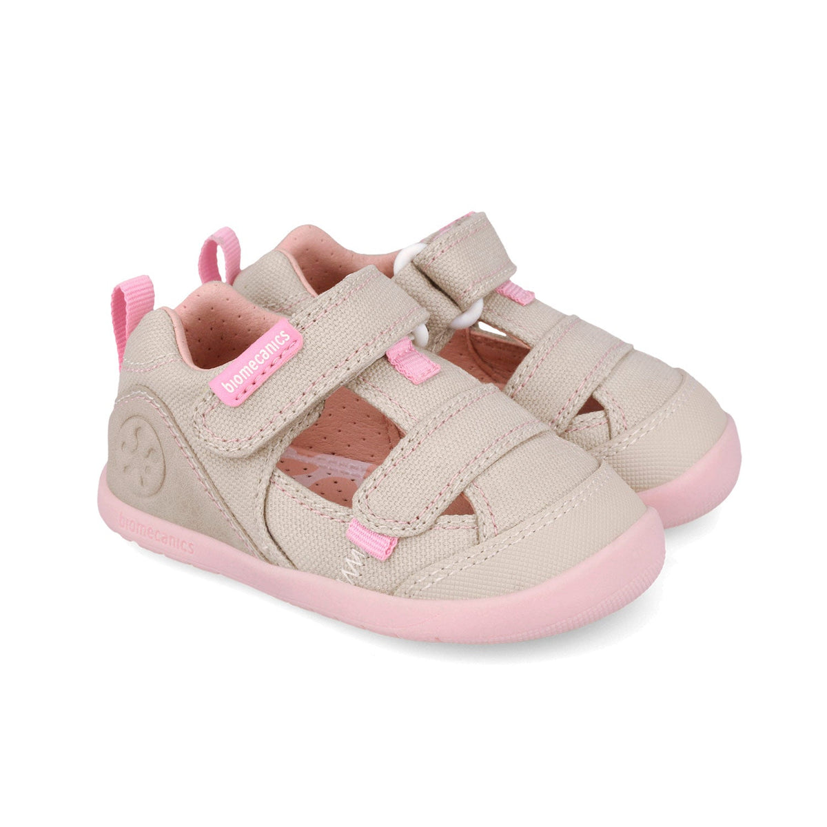 Biomecanics sandale fete Barefoot din panza canvas 19-26 Pique Beige Y Rosa Imagine principală a produsului