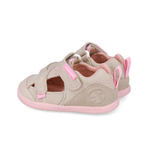 Biomecanics sandale fete Barefoot din panza canvas 19-26 Pique Beige Y Rosa