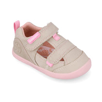 Biomecanics sandale fete Barefoot din panza canvas 19-26 Pique Beige Y Rosa