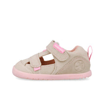 Biomecanics sandale fete Barefoot din panza canvas 19-26 Pique Beige Y Rosa