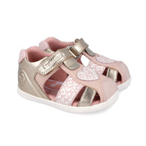 Biomecanics sandale fete Barefoot Primii Pasi 19-26 Metalcris Platino y Cotton cu inimioara