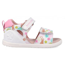Biomecanics sandale fete Barefoot Primii Pasi cu varf deschis 19-26 Napa Blanco cu leopard