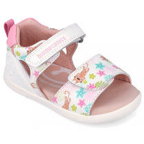 Biomecanics sandale fete Barefoot Primii Pasi cu varf deschis 19-26 Napa Blanco cu leopard