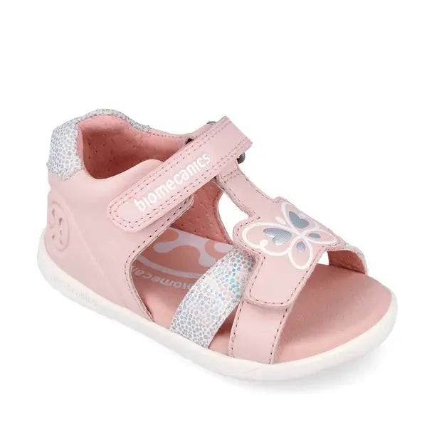 Biomecanics sandale fete Barefoot Primii Pasi cu varf deschis 19-26 Savage Cotton cu fluturas Imagine secundară a produsului