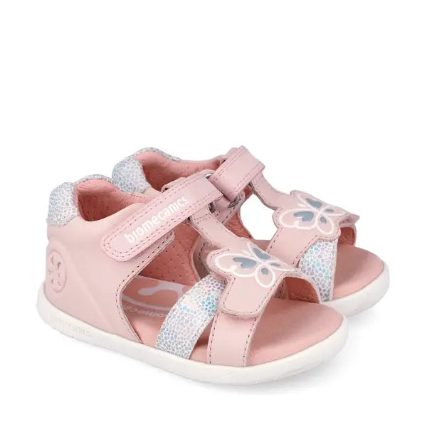 Biomecanics sandale fete Barefoot Primii Pasi cu varf deschis 19-26 Savage Cotton cu fluturas Imagine principală a produsului