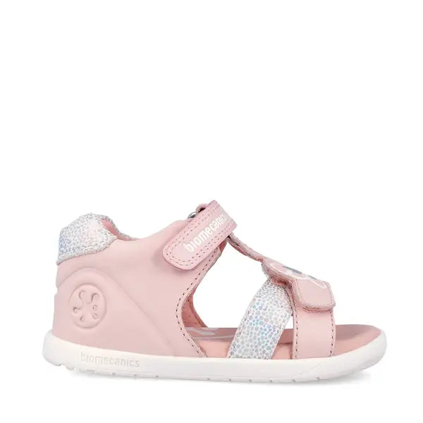 Biomecanics sandale fete Barefoot Primii Pasi cu varf deschis 19-26 Savage Cotton cu fluturas