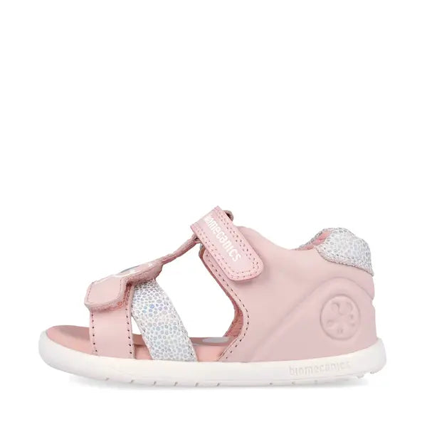 Biomecanics sandale fete Barefoot Primii Pasi cu varf deschis 19-26 Savage Cotton cu fluturas